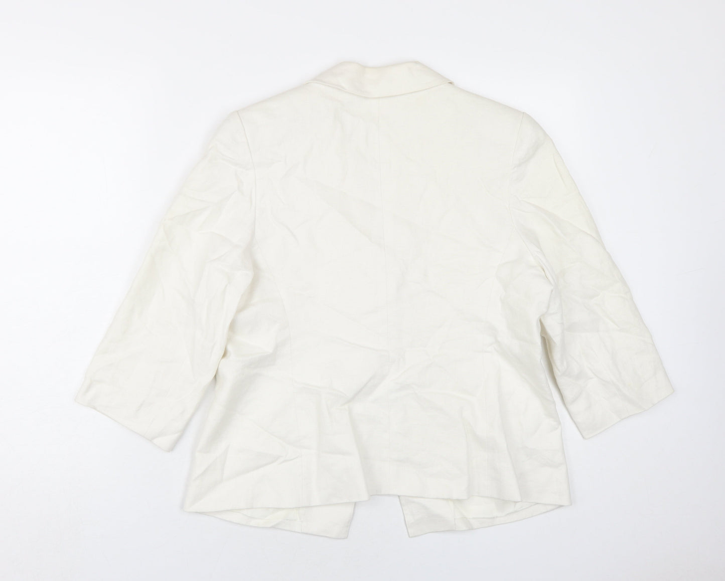 Tina Taylor Women's Ivory Linen Blazer 3/4 Sleeve UK 14