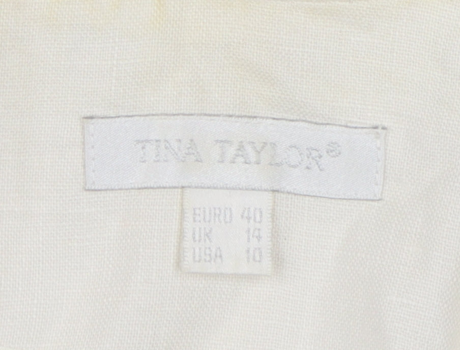 Tina Taylor Women's Ivory Linen Blazer 3/4 Sleeve UK 14