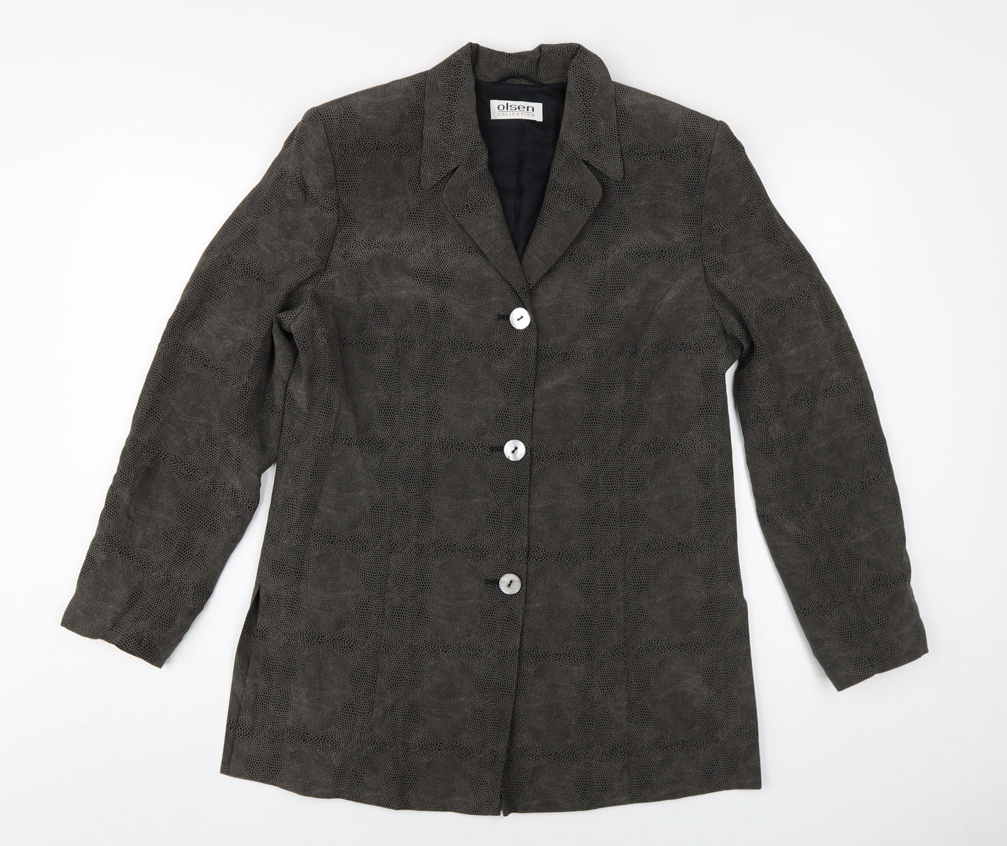 Olsen Women's Brown Animal Print Silk Blazer Size 12