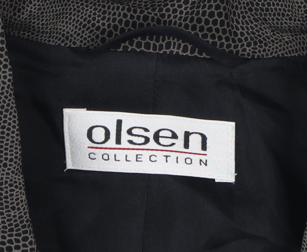 Olsen Women's Brown Animal Print Silk Blazer Size 12