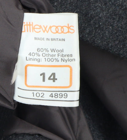 Littlewoods Women's Grey Wool Coat, Size 14