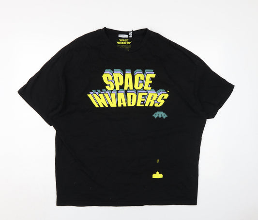 Difuzed Men's Black Space Invaders T-Shirt, M