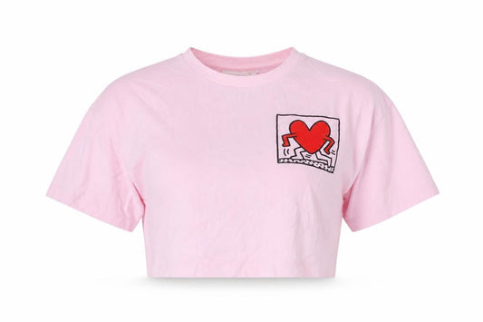 Keith Womens Haring Pink Cropped T-Shirt M