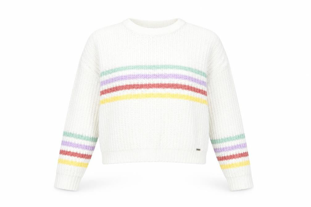Hollister Women's White Striped Knit Pullover Jumper XS