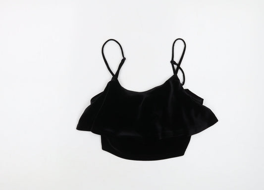 New Look Women's Black Velvet Camisole Tank Top, Size 10
