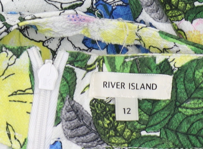 River Island Women's Floral Pleated Skirt, Size 12