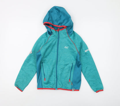 Additional front view of Regatta boys’ green full zip hoodie 8 years outdoor style