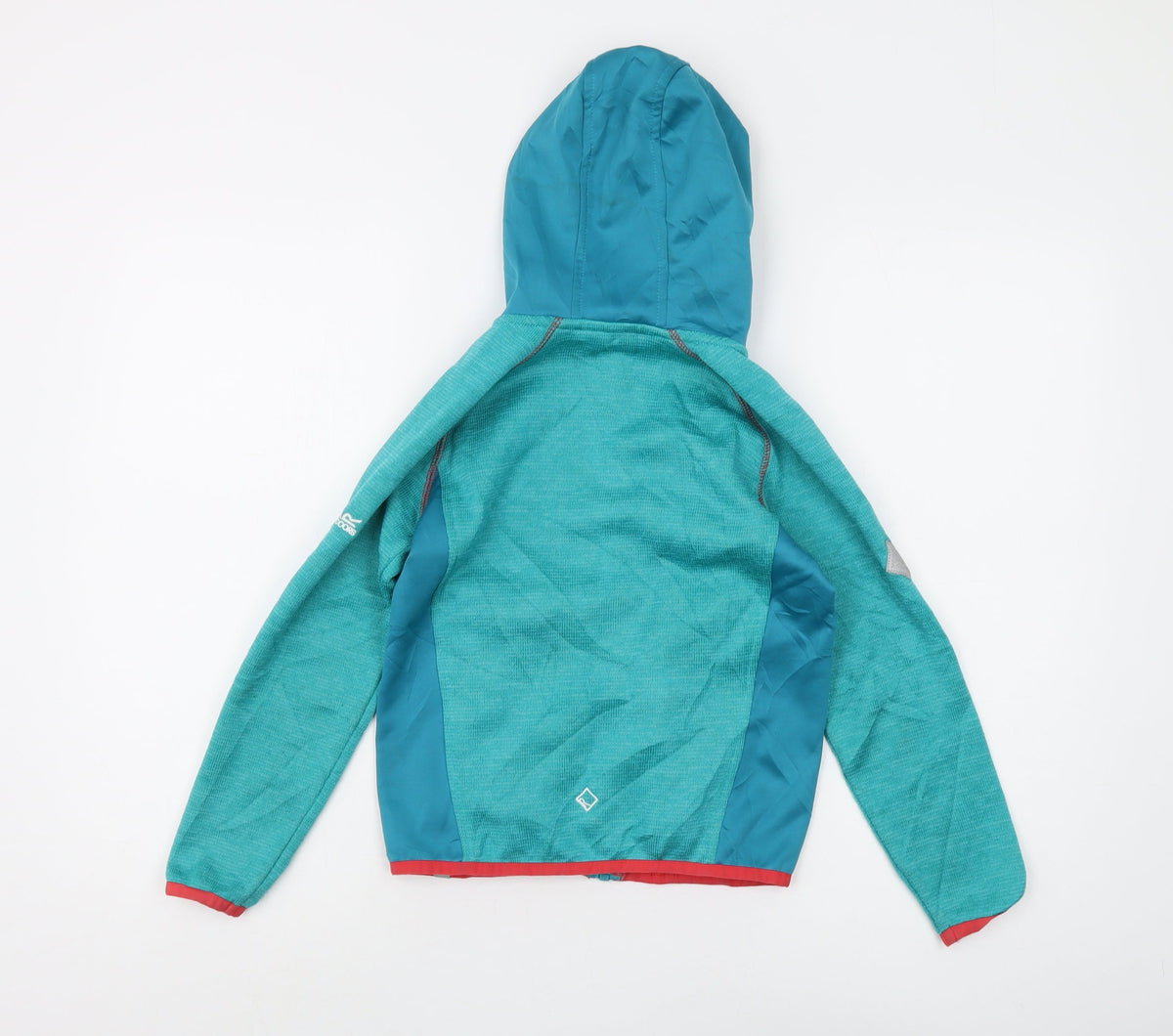 Back view of Regatta boys’ green full zip hoodie 8 years outdoor style