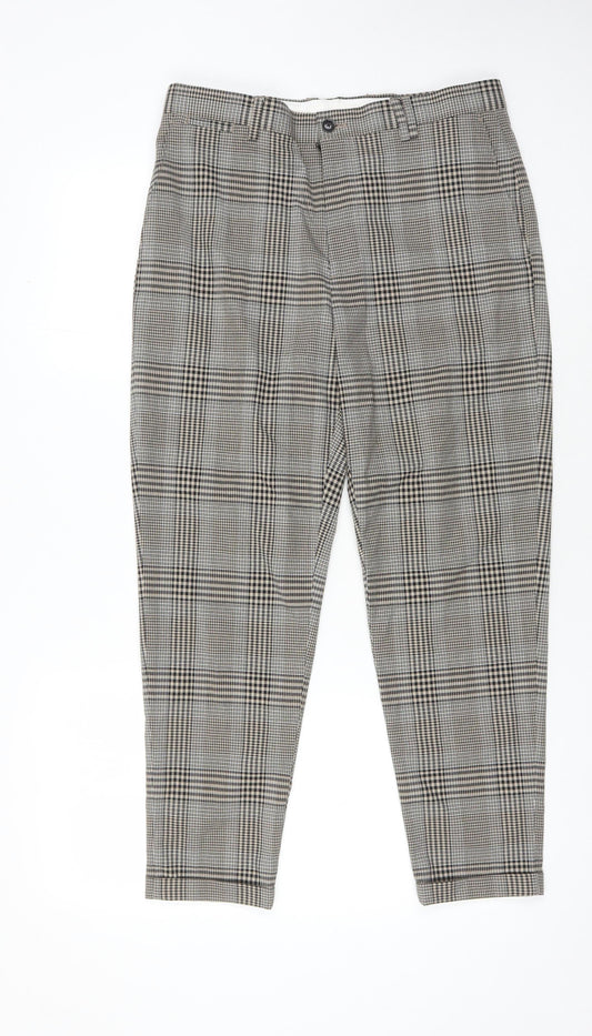 Zara Women's Grey Plaid Chino Trousers Size 2