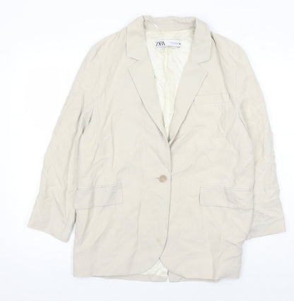 Zara Women's Beige Blazer, Size 8, Lined, Spring Style
