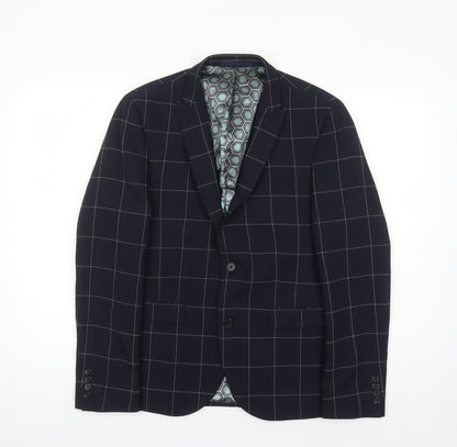 Next Men's Blue Check Blazer, Size 38S, Two-Button