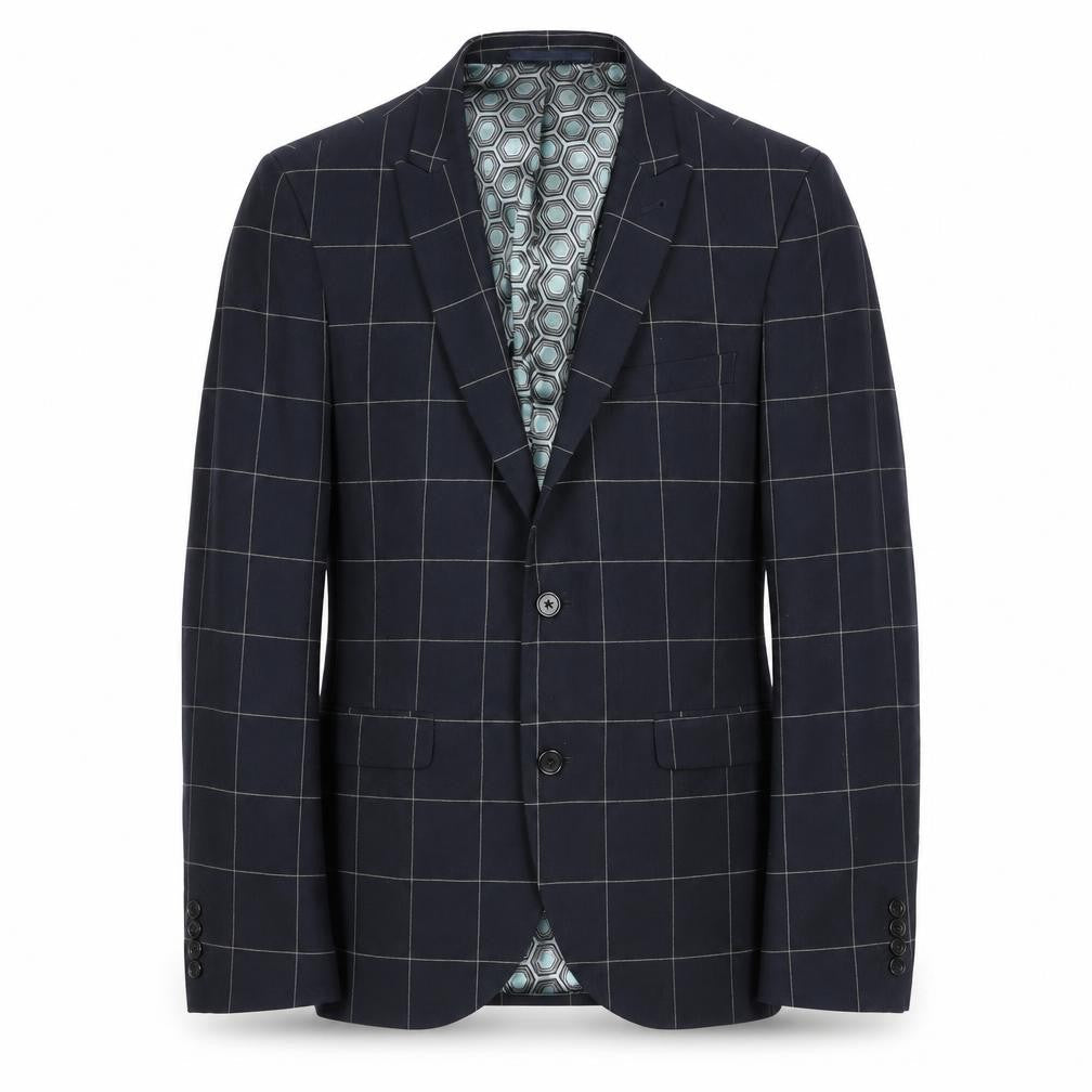 Next Men's Blue Check Blazer, Size 38S, Two-Button