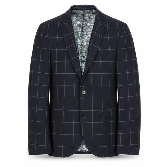 Next Men's Blue Check Blazer, Size 38S, Two-Button