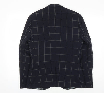 Next Men's Blue Check Blazer, Size 38S, Two-Button