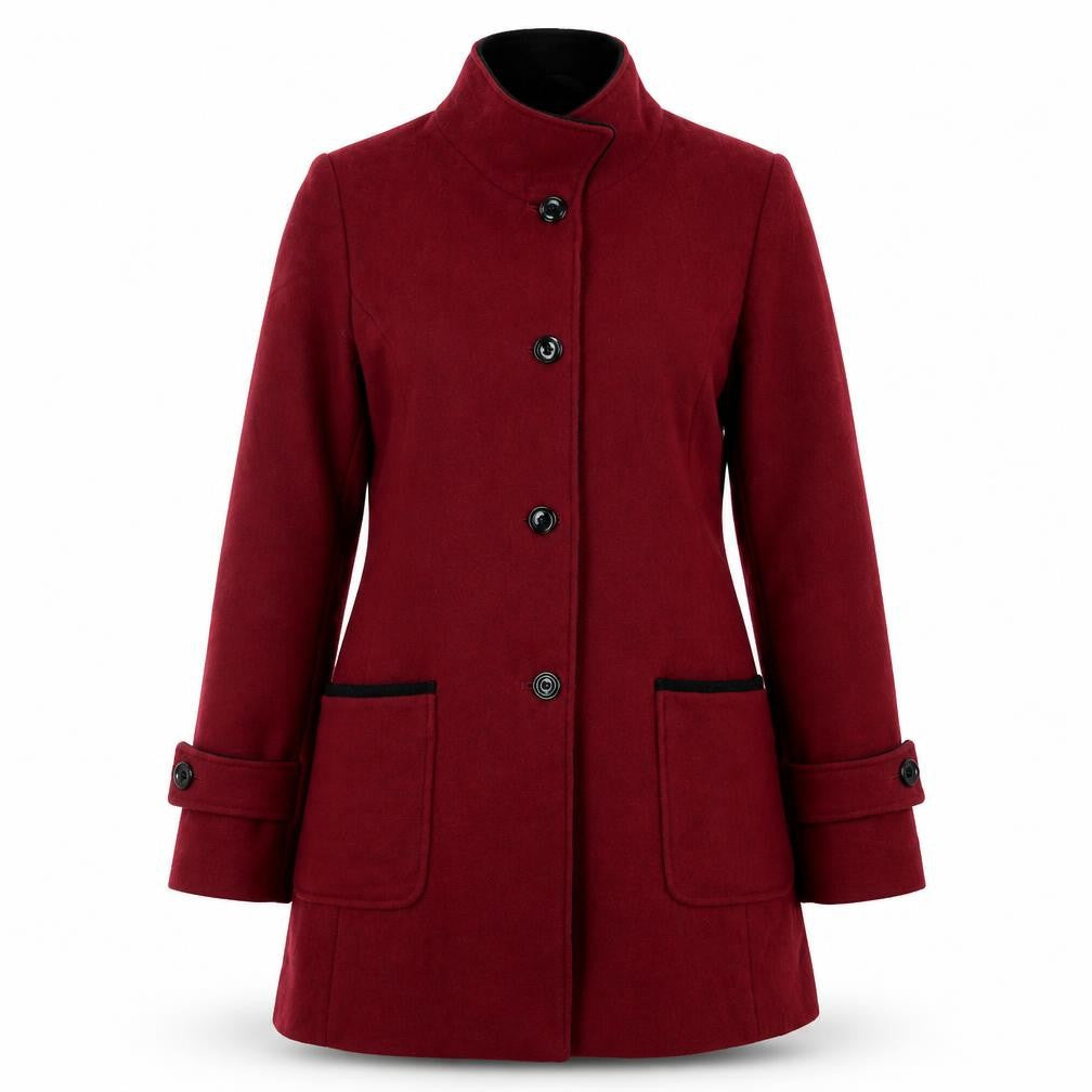 Kesta Women's Red Wool Blend Overcoat Size 12