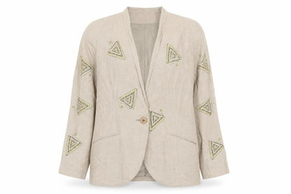 Ghinelli Beige Women's Suit Jacket - Size 12
