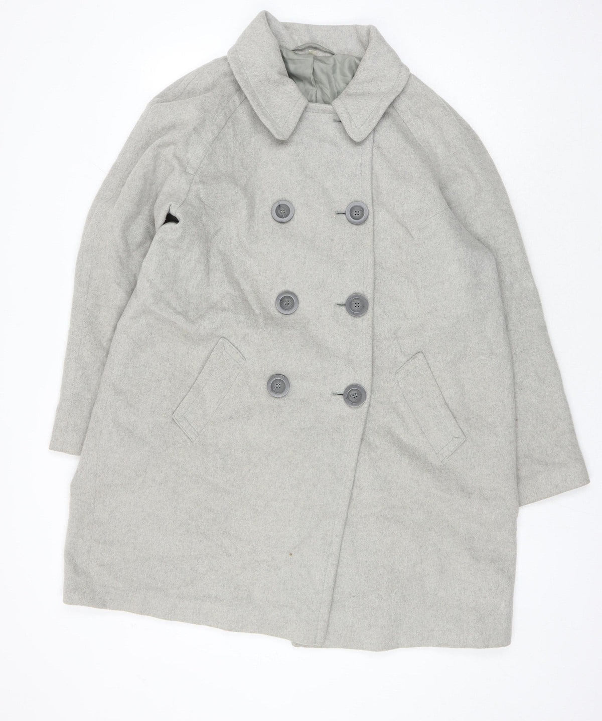 Additional front view of Cotswold Collections Women's Grey Pea Coat, size 16, Classic Style