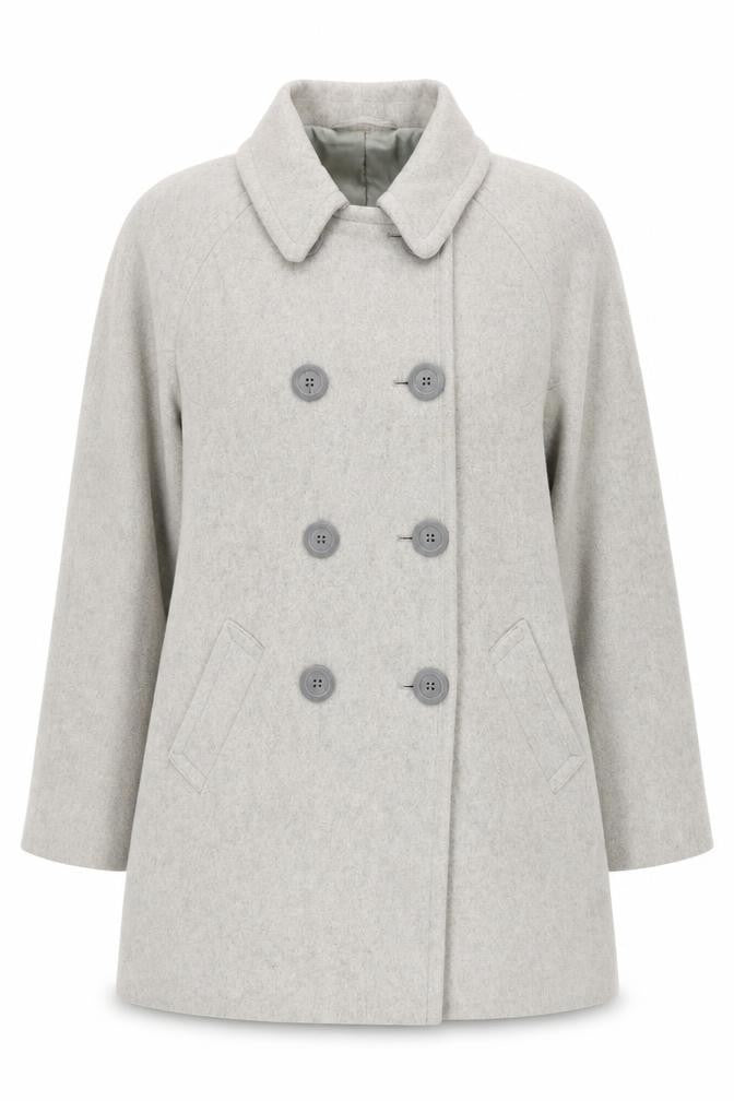 Front view of Cotswold Collections Women's Grey Pea Coat, size 16, Classic Style