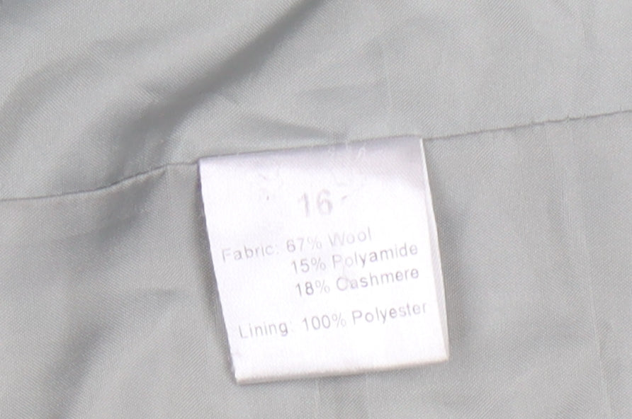 Brand and care label for Cotswold Collections Women's Grey Pea Coat, size 16, Classic Style