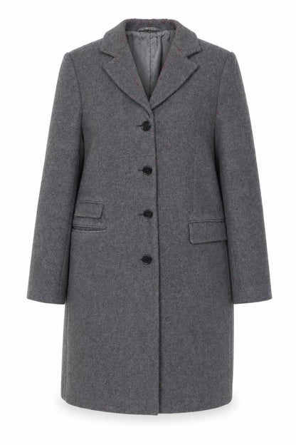 Newhouse Women's Grey Wool Mid-Length Overcoat Size 10