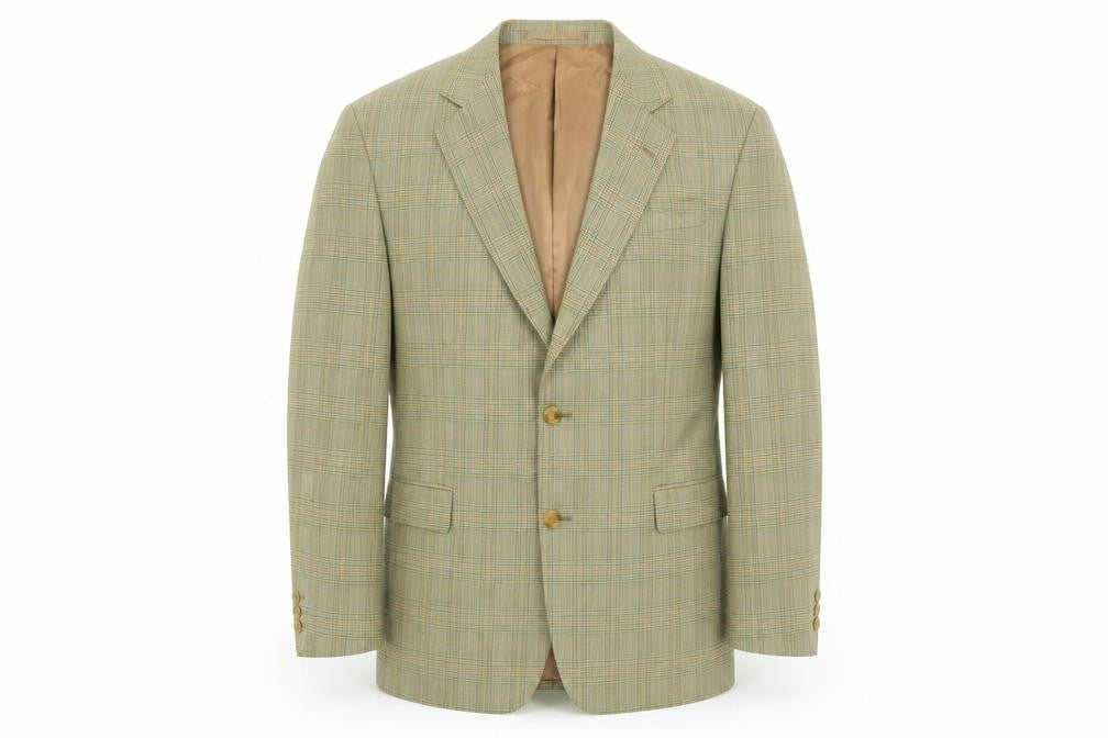 Austin Reed Mens Beige Check Wool Blazer Size 44R