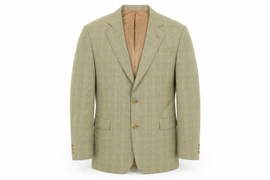 Austin Reed Mens Beige Check Wool Blazer Size 44R