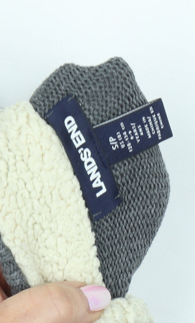 Lands' End Boys Grey Striped Pullover Roll Neck Jumper - Size 5 Years
