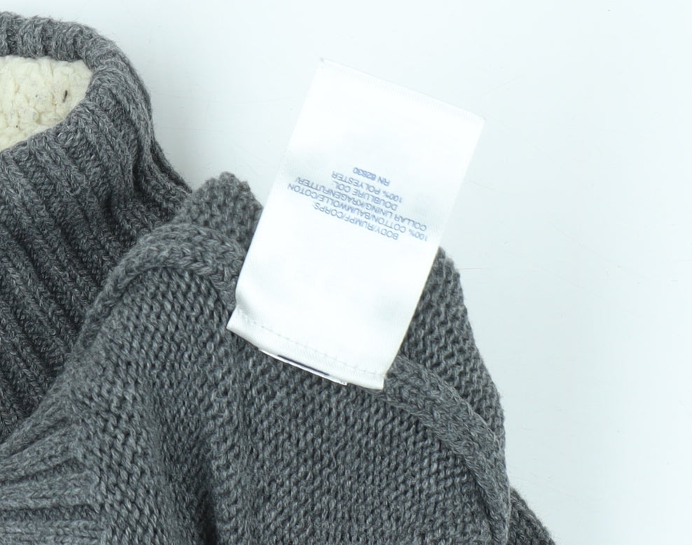 Lands' End Boys Grey Striped Pullover Roll Neck Jumper - Size 5 Years