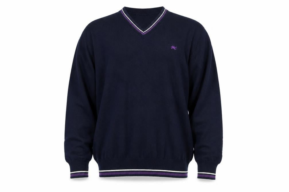 Monte Carlo Men's Blue Wool V-Neck Pullover Jumper L