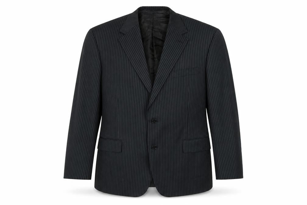 Marks & Spencer Men's Black Striped Wool Blazer, Size 44S