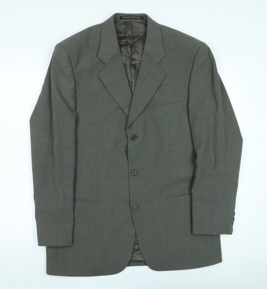 Marks and Spencer Men's Grey Blazer, Size 40R, Classic Fit