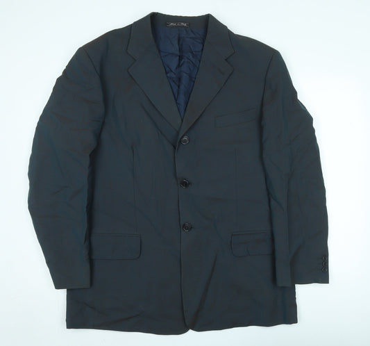 Reiss Men's Black Wool Blazer, Size 44, Formal