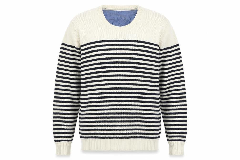 SUIT Men's Ivory Striped Pullover Jumper XL