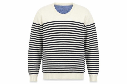 SUIT Men's Ivory Striped Pullover Jumper XL