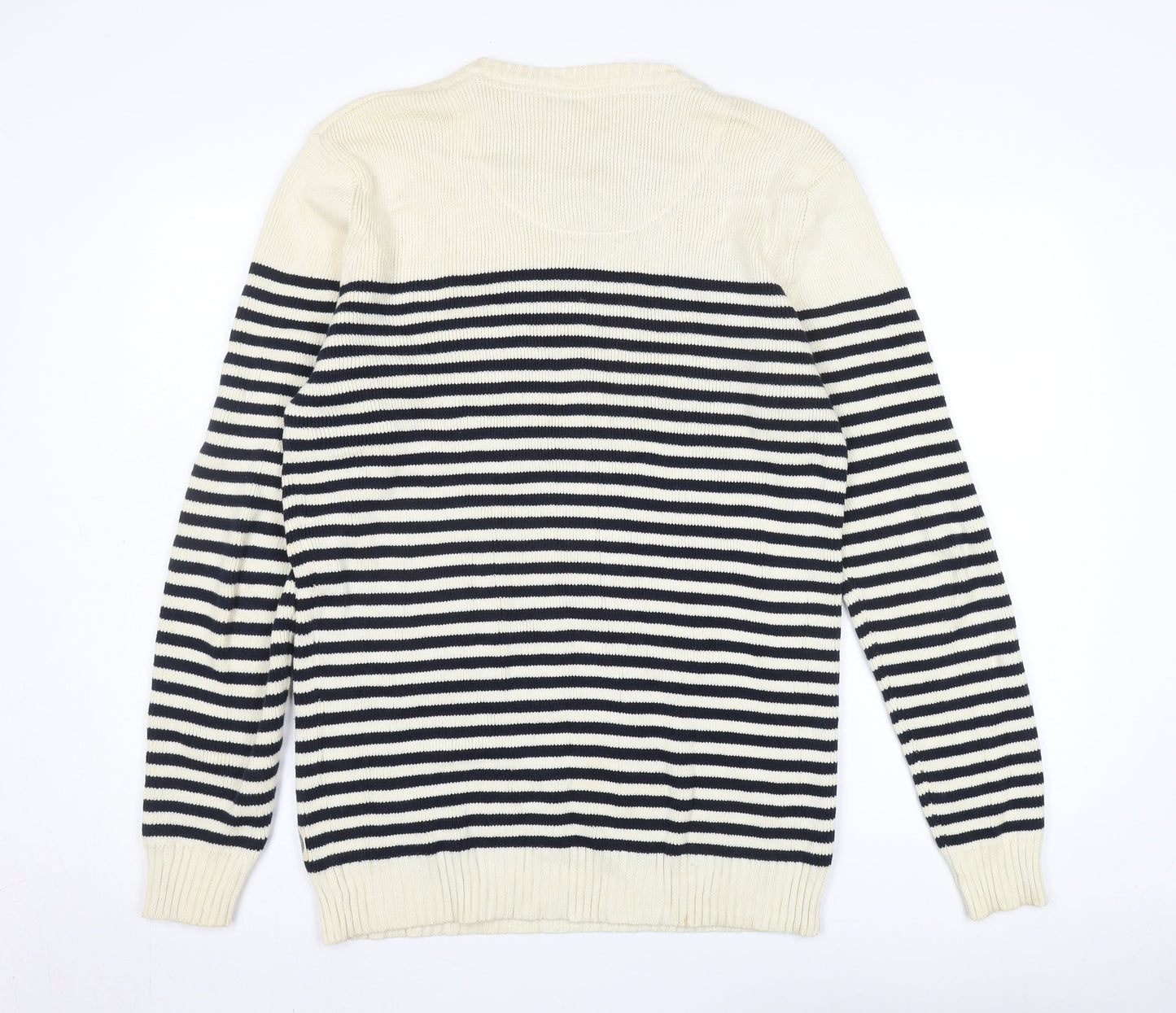 SUIT Men's Ivory Striped Pullover Jumper XL