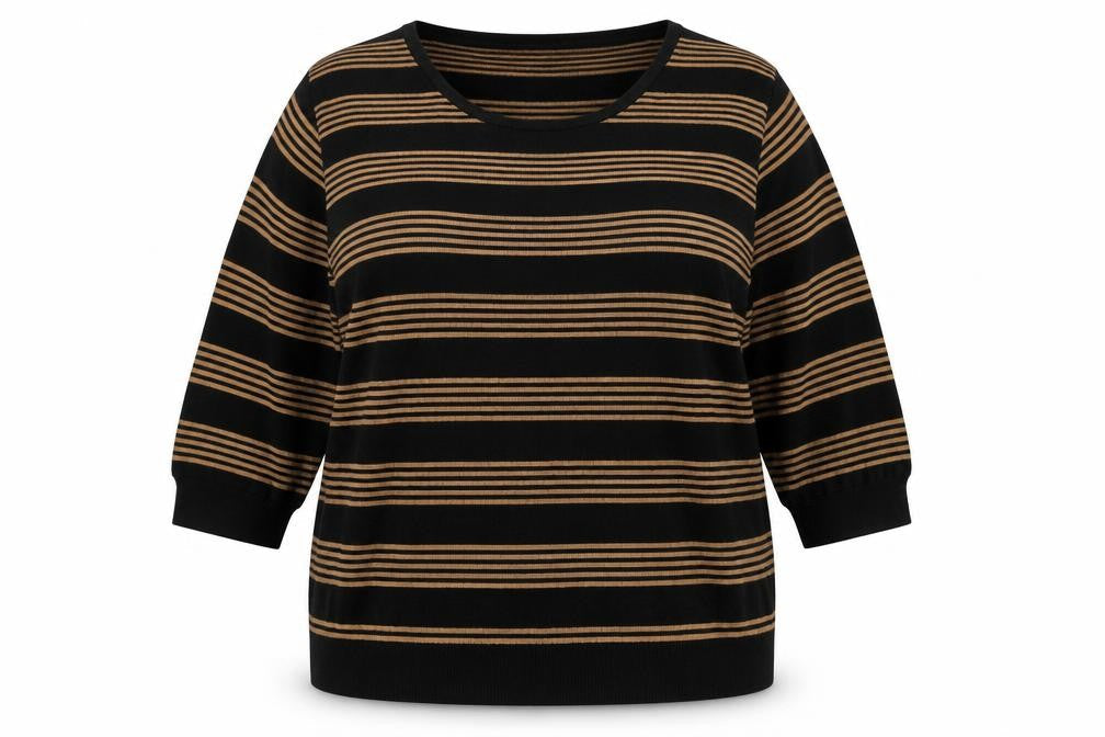 Capsule Women's Plus Black Striped Jumper Size 20/22