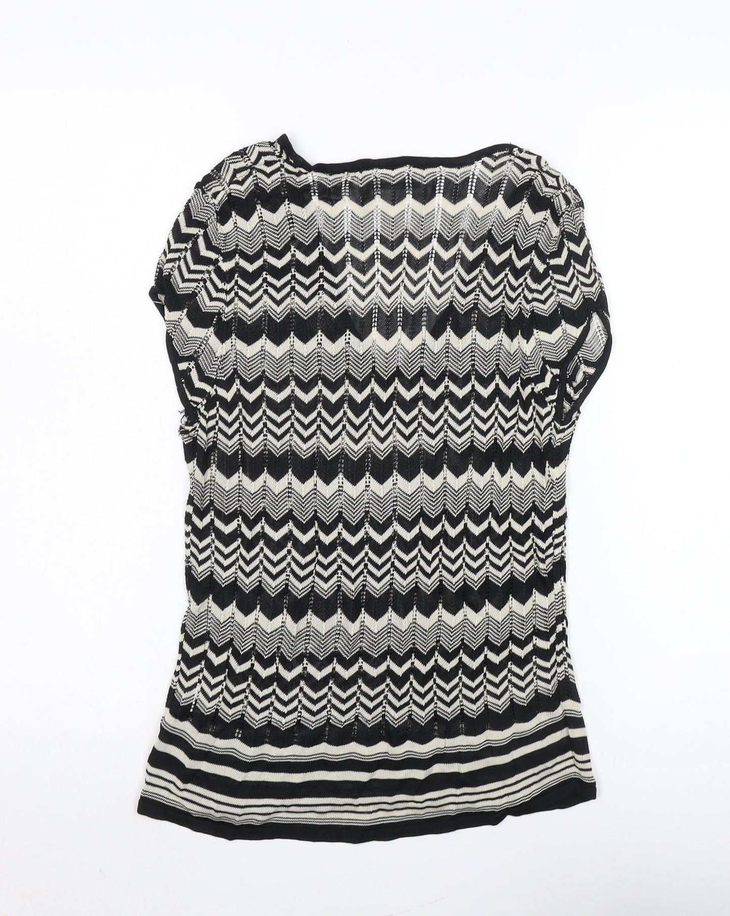 Wallis Women's Black Geometric Knit Blouse Size 14
