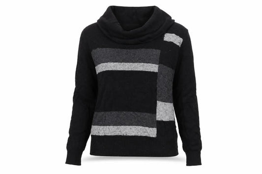 Country Casuals Women's Black Striped Pullover Jumper Cowl Neck S