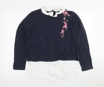 Marks & Spencer Women's Blue Collared Blouse, Size 14