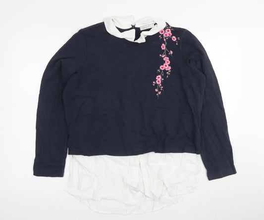Marks and Spencer Women's Blue Collared Blouse, Size 14
