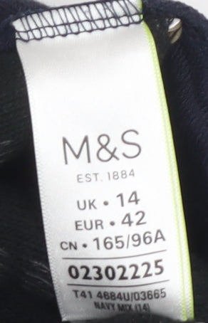 Marks & Spencer Women's Blue Collared Blouse, Size 14