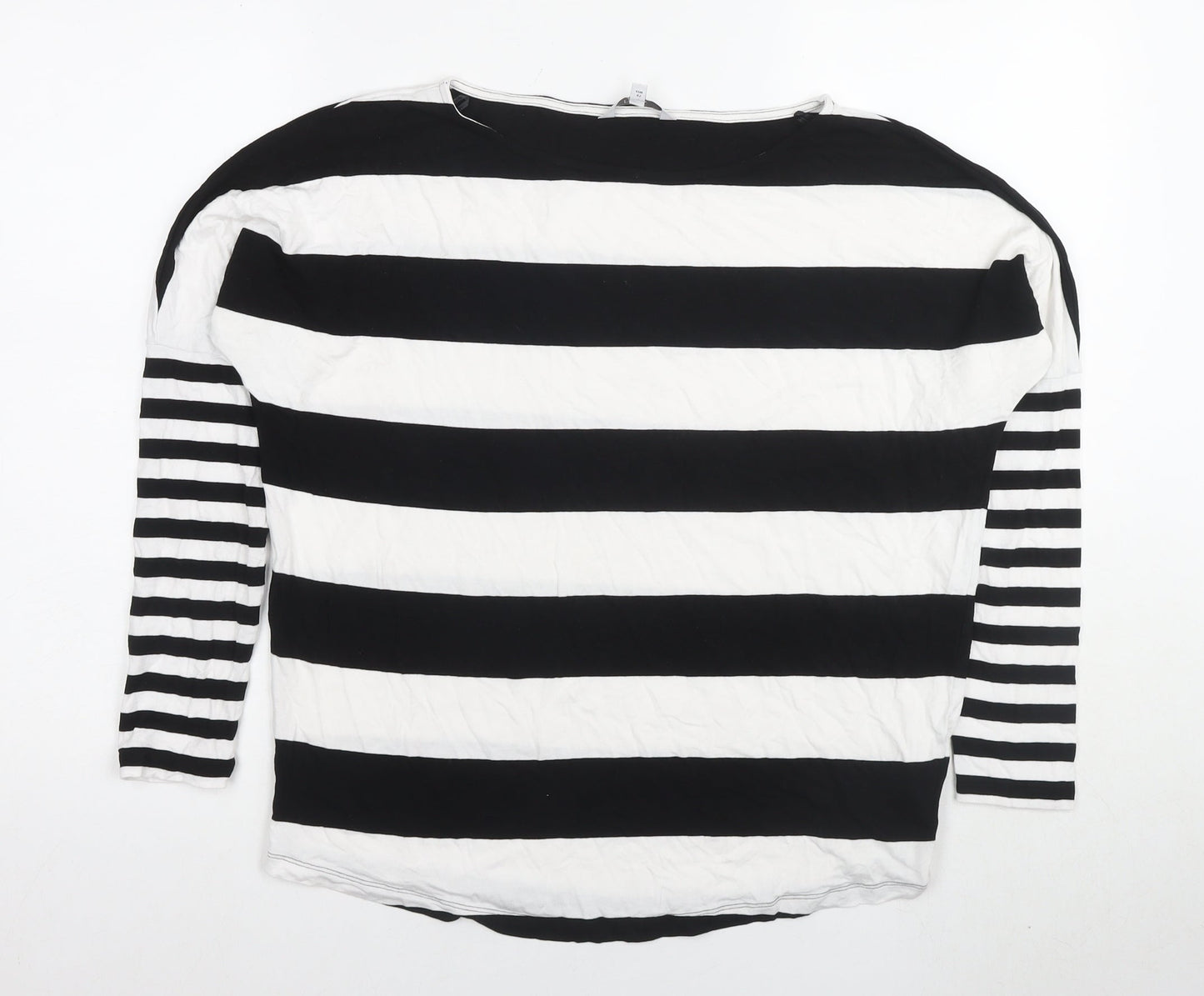 Next Women's Striped T-Shirt UK 14 Black White