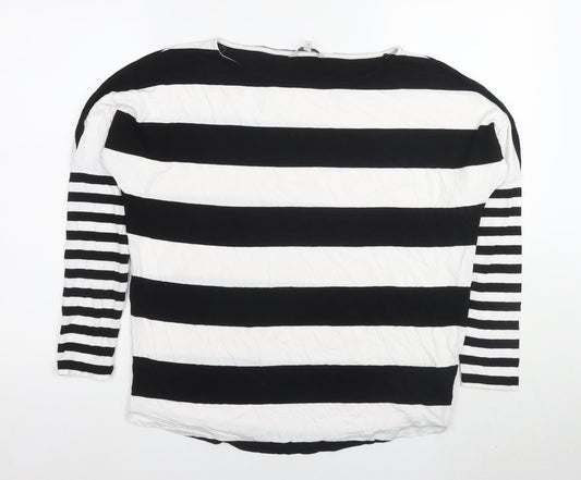 Next Women's Striped T-Shirt UK 14 Black White