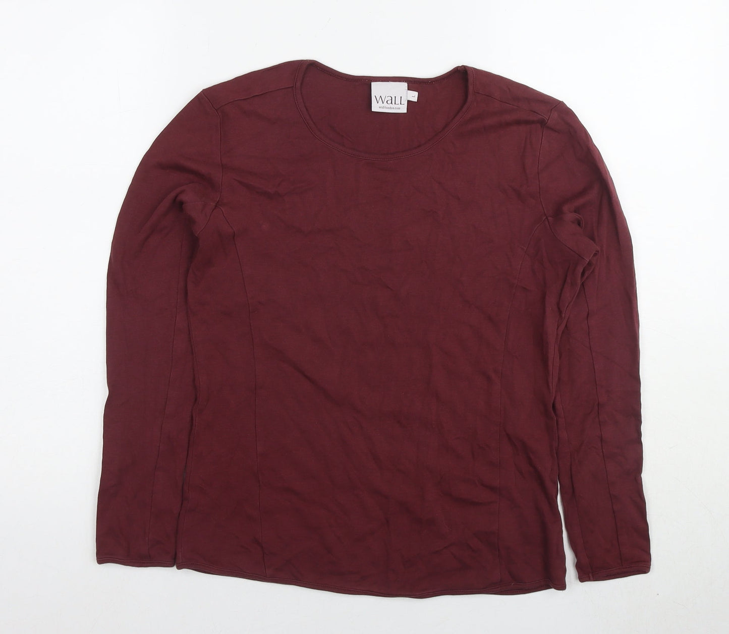 Wall Women's Red Long Sleeve Basic T-Shirt, Size L