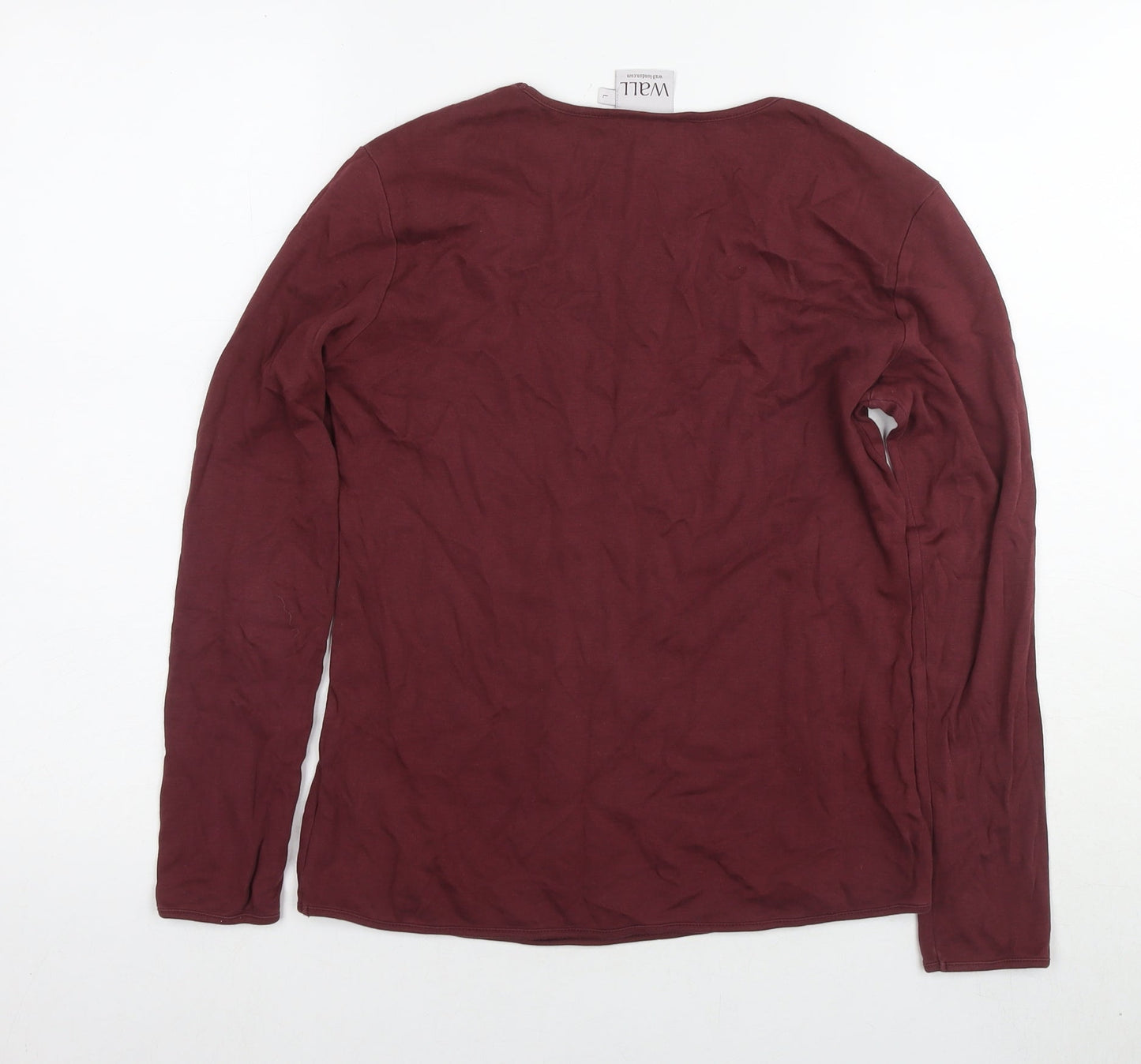 Wall Women's Red Long Sleeve Basic T-Shirt, Size L