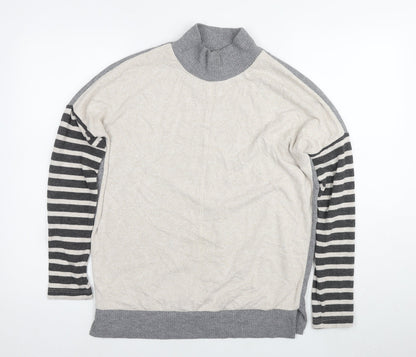 Next Women's Grey Striped Jumper, Size 6, Mock Neck