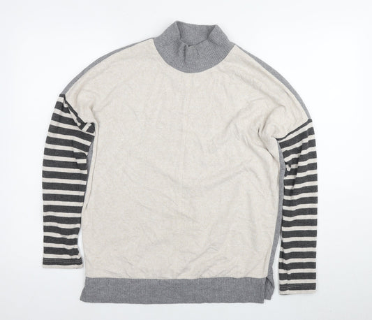 Next Women's Grey Striped Jumper, Size 6, Mock Neck