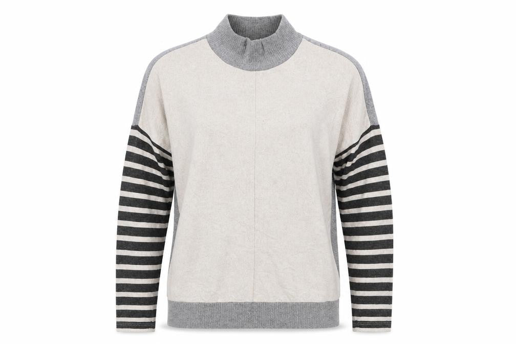 Next Women's Grey Striped Jumper, Size 6, Mock Neck
