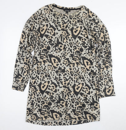 Topshop Women's Animal Print Jumper, Size 8, Multicoloured