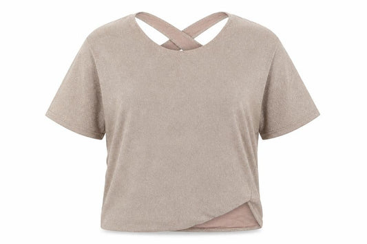 Saint Tropez Women's Beige Metallic Knit Camisole Blouse M